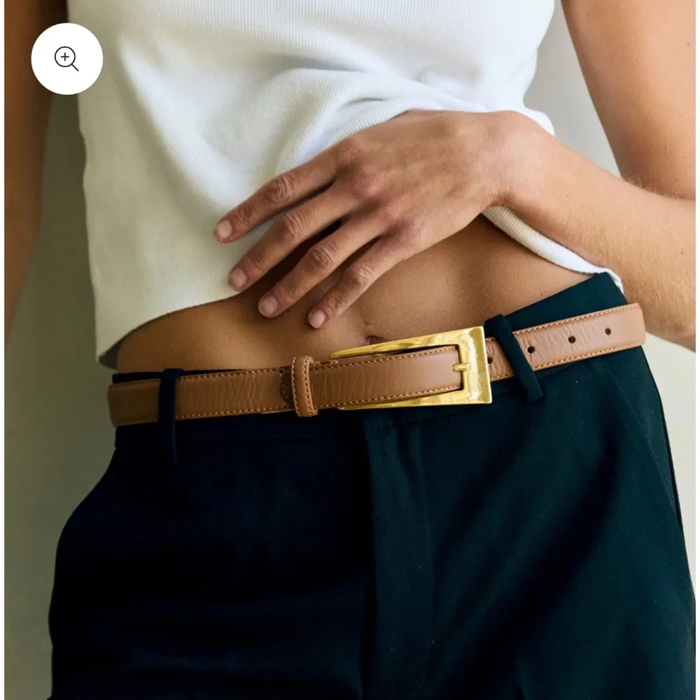 AUREUM 24K gold tone hardware Leather Belt NWT - Picture 3 of 7